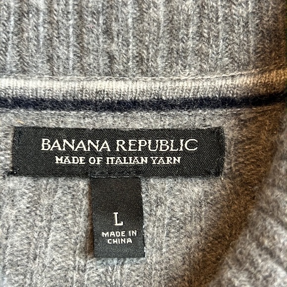 Banana Republic Mens Wool Blend Sweater Size Large Grey Italian Yarn Minimalist - Picture 3 of 8